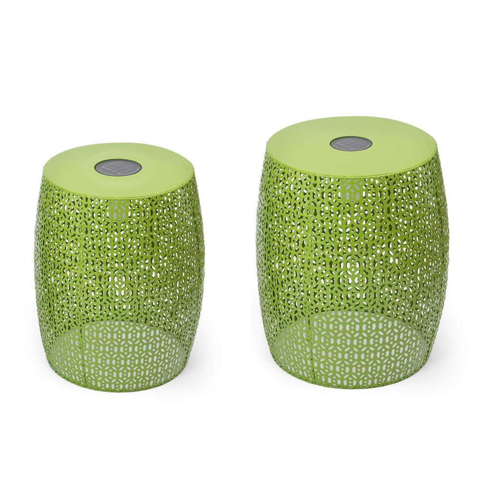 Adeco FT0240green Home Garden Accent Round Iron Metal Stool Side Plant