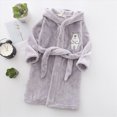 thumbnail image 2 of HFHAPW Boys Girls Robes Kids Toddler Flannel Hooded Bathrobe Pajamas Sleepwear 1T 2T 3T 4T 5T 6T 7T 8T(Grey,7-8 Y), 2 of 7