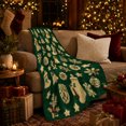 thumbnail image 3 of Christmas Stockings Bells Wreaths and Holly on Green, Festive Folk Art Style for Holiday Lovers, Warm Flannel Blanket for Living Room and Family Room, Christmas Gift, Home Decor, 3 of 9
