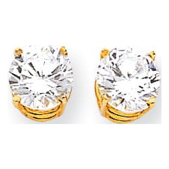 Primal Gold 14 Karat Yellow Gold 7mm Cubic Zirconia Earrings