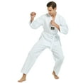 thumbnail image 5 of TOPTIE V-Neck Taekwondo Uniform for Kids Adults, TKD Dobok Uniform Martial Arts Uniform with Belt-White Trim-Size 4, 5 of 10