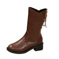 thumbnail image 2 of Miluxas Women's Knee High Boots Side Zipper Lug Sole Stacked Chunky Heel Boots A-Brown 9(42), 2 of 9
