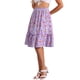 thumbnail image 4 of Faldas de mujer INSPIRE CHIC con cintura elástica, en línea A, con volantes en capas y estampado floral, falda midi morada clara L, 4 of 6
