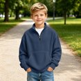 thumbnail image 6 of Boys Waffle Knit Quarter Zip Sweatshirts Fashion Long Sleeve Pullover Tops Kids Trendy Athletic Casual Sweatshirts Teen Boy Fall Winter Back to School Outfits,3-14 Years, 6 of 7