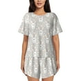 thumbnail image 1 of Balery Rabbit And Heart Conjunto de Pijama para Mujer con Estampado, Dos Piezas de Manga Corta y Shorts, Ropa de Dormir Suave con Cuello Redondo y Bolsillos-Small, 1 of 6