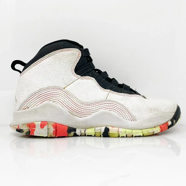 Ni - ke Ni - ke Boys Air Jordan 10 BV1843-176 White Basketball Shoes Sneakers Size 4Y