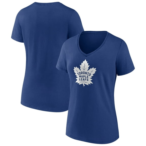 Women's Blue Toronto Maple Leafs Team Logo V-Neck T-Shirt