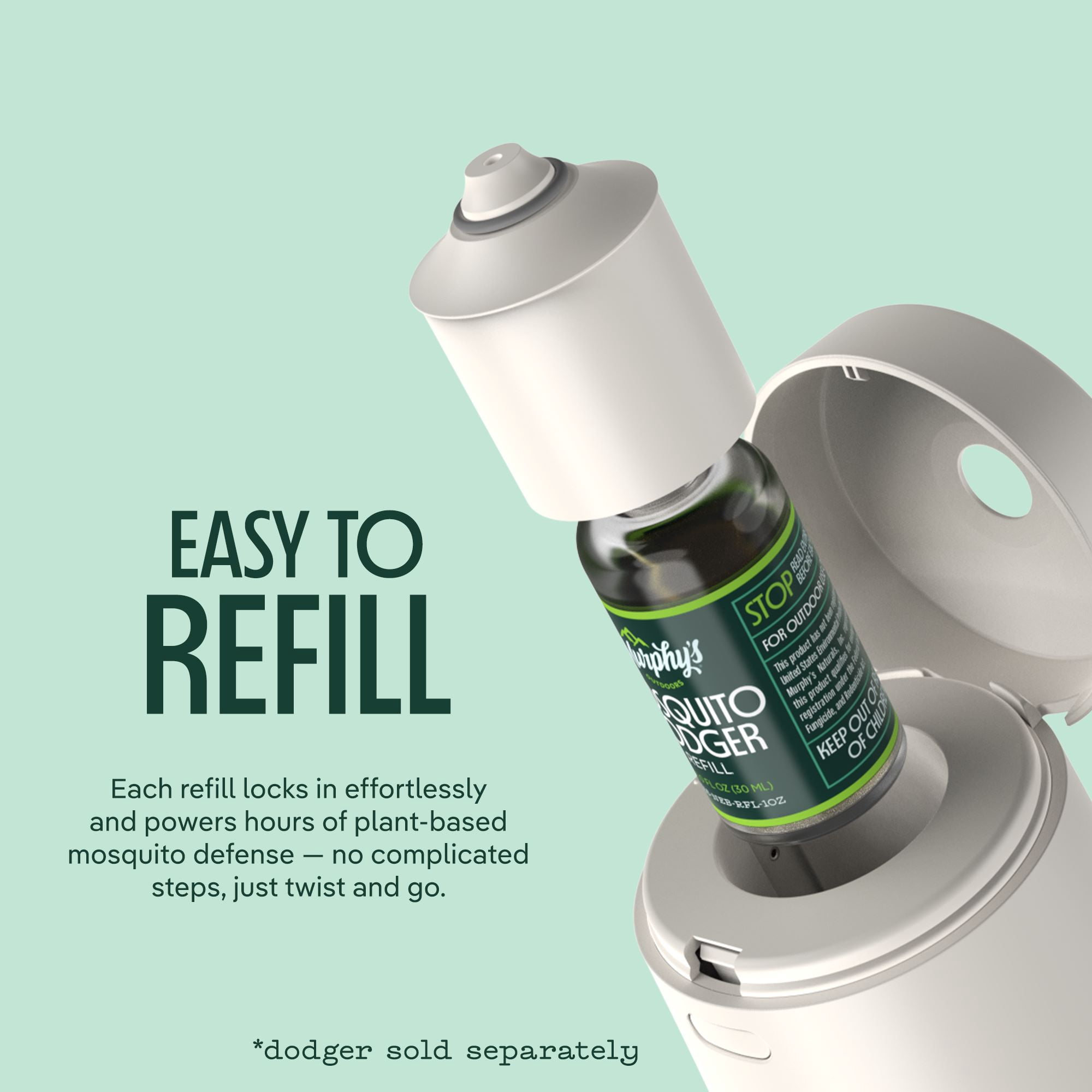 Murphy’s Naturals Plant-Based Mosquito Dodger Zone Refill Essential Oils Bottles, 2 Pack