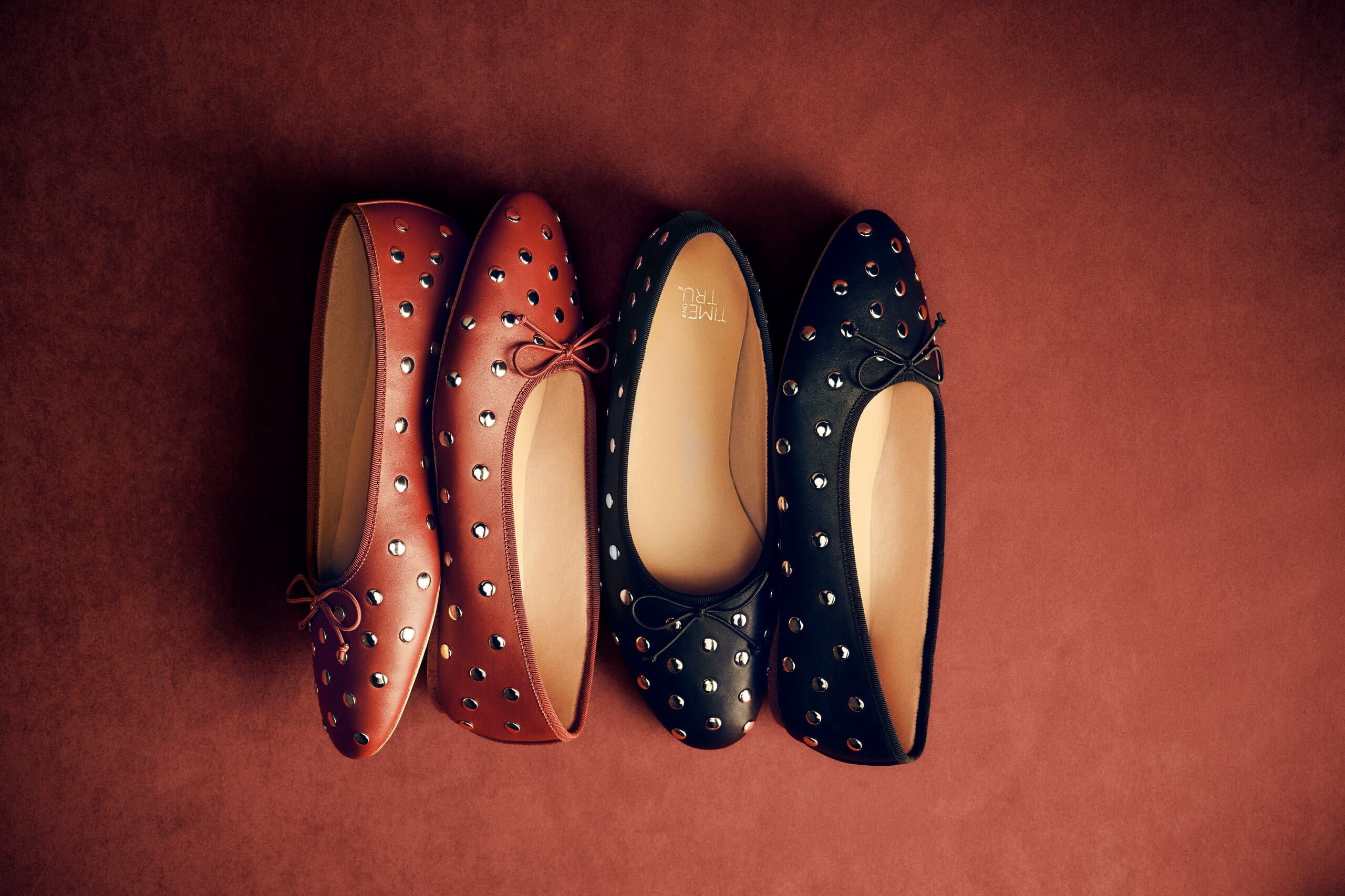 Time and Tru Women's Studded Ballet Flat