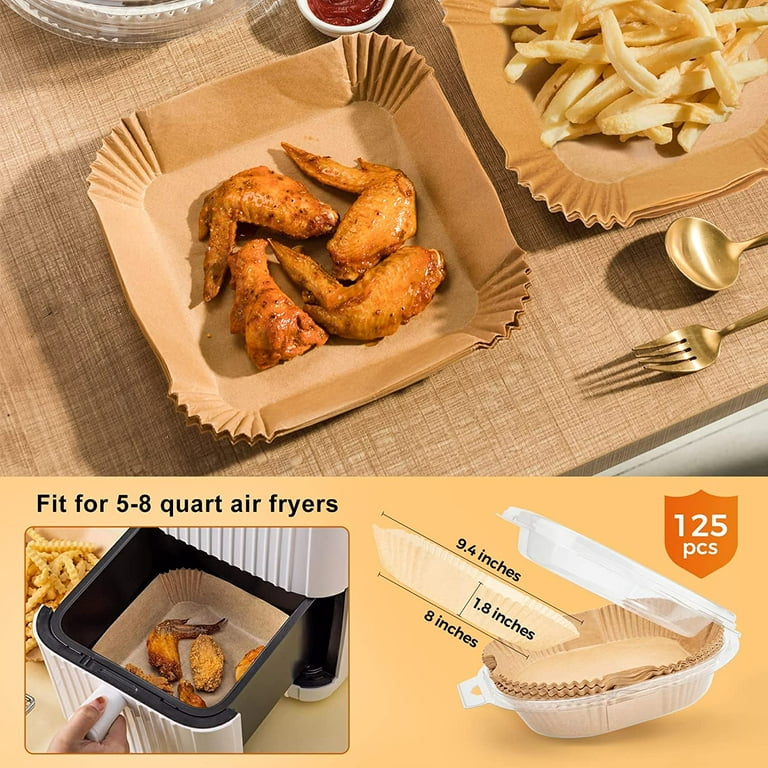 Air Fryer Liners Disposable, 125Pcs Square Air Fryer Parchment