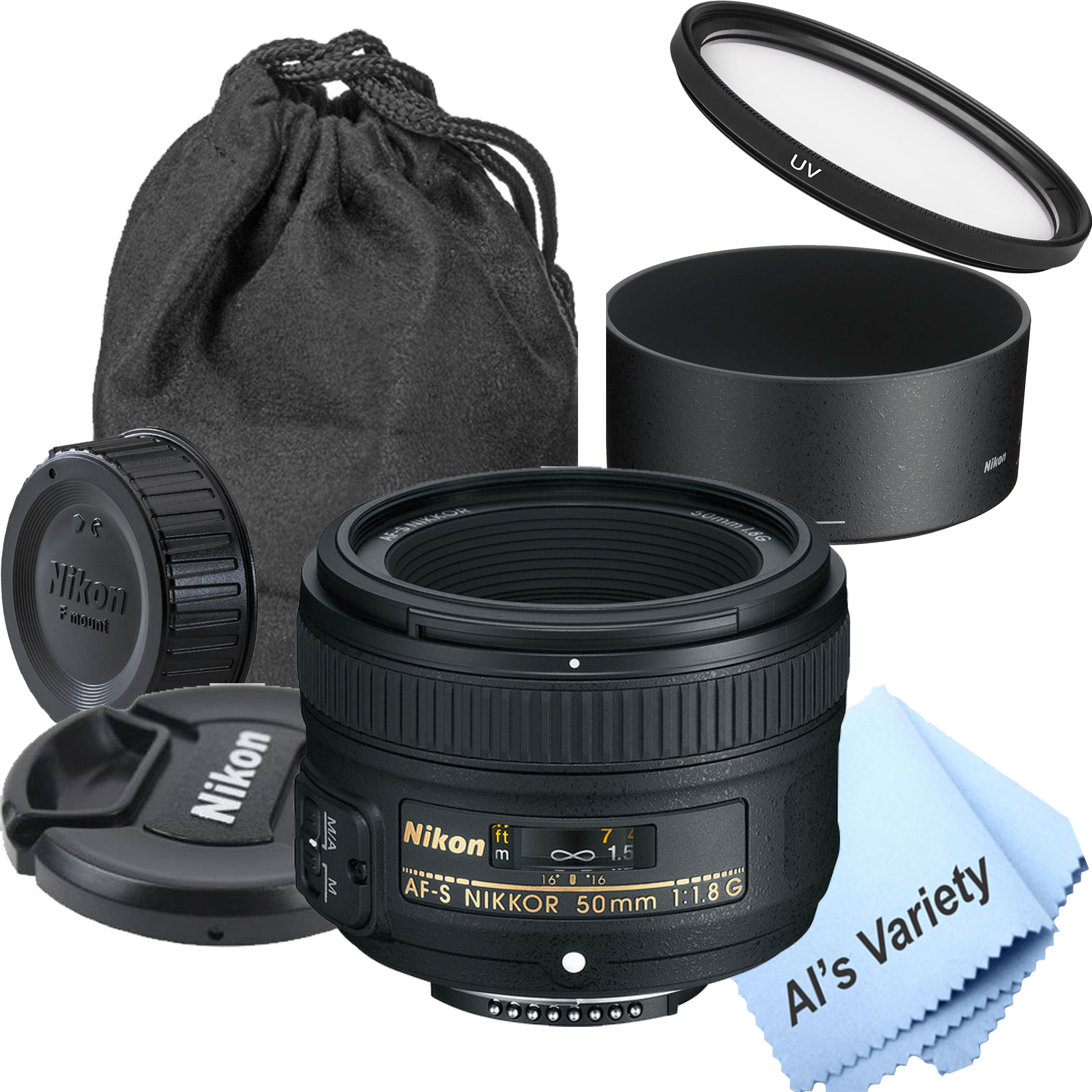 Nikon AF-S NIKKOR 50mm f/1.8G Lens, w/58mm UV Filter (7pc) - Walmart