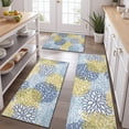 thumbnail image 2 of Blue and Yellow Floral Pattern Kitchen Rugs Sets Of 3,Kitchen Runner Rugs Non Skid Washable,Decorative Kitchen Floor Mats for Kitchen,Sink,Laundry,17"x30"+ 17"x47" + 17"x59", 2 of 6