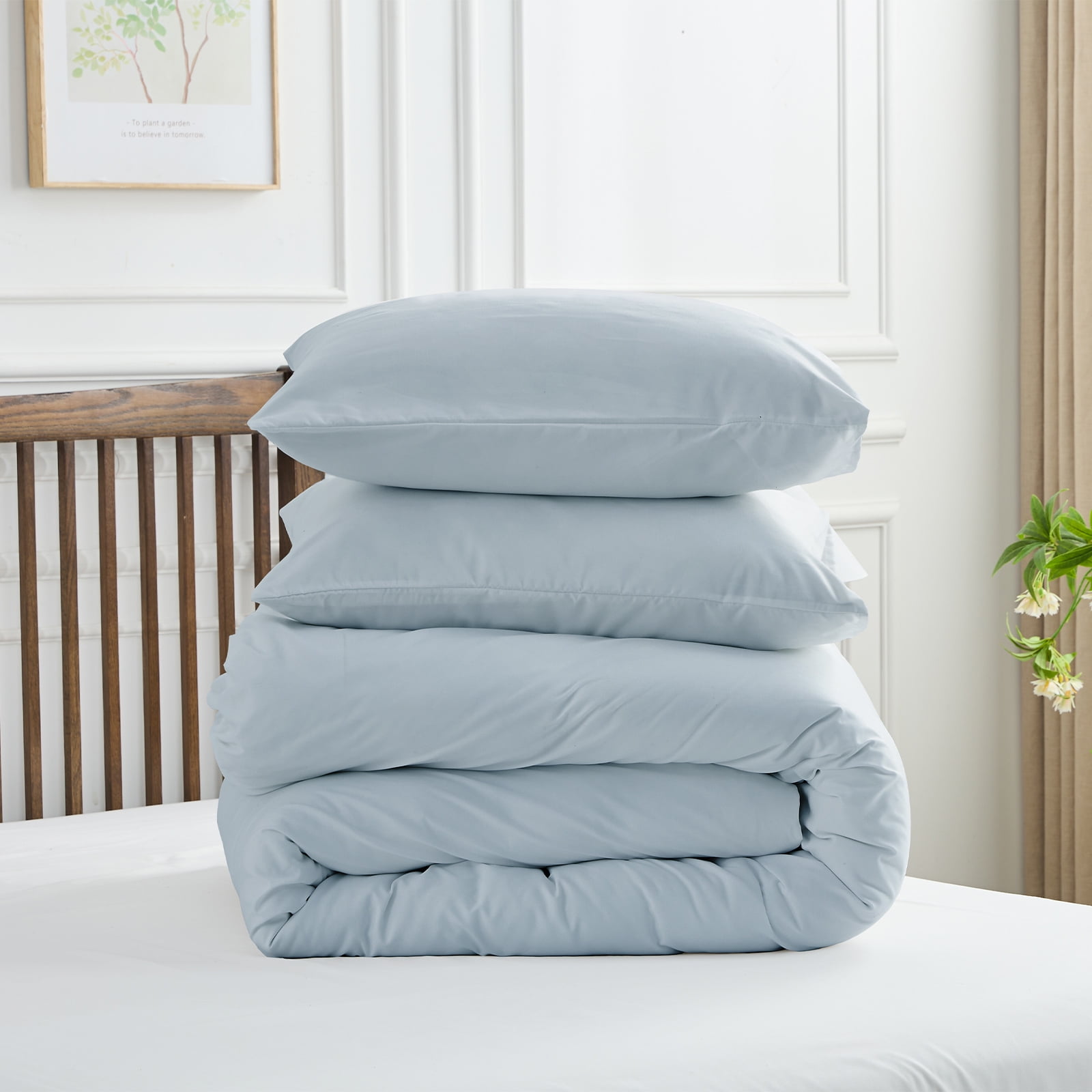 Hitime Luxury King Duvet Cover, Soft & Breathable Microfiber 3 Pieces King Bedding Sets, King Comfy Duvet Cover, with Zipper Closure