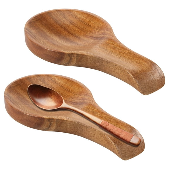 2Pcs Wooden Spoon Rest Multipurpose Cooking Spoon Holder Easy to Clean Countertop Utensil Holder Kitchen Utensil Stand for Kitchen Ladles Brush Spatula