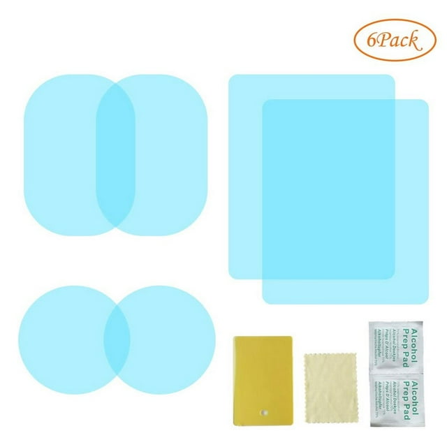6 Pieces Car Rear View Mirror Film Automotive Rain Adhesive Accessory Universal Rain-proof Auto Glass Anti-glare Anti-fog Coating Sticker Driving Removable
