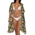 thumbnail image 3 of DISNIMO Monstera Palm Tree Print Womens Kimono Swimsuit Coverups Bikini Cardigan Bathing Suit Cover Ups Long Casual Loose Swimwear Cover up, 3 of 6