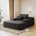 thumbnail image 5 of BISHE Oversized Upholstered Sofa Bed with 3 Pillows, 68" Corduroy Chaise Lounge Sleeper Couch, Fully Compressed Foam Loveseat for Apartment, Living Room, Bedroom, Dark Grey, 5 of 8