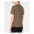 thumbnail image 2 of MICHAEL MICHAEL KORS Womens Beige Animal Print Short Sleeve Crew Neck T-Shirt Petites P\S, 2 of 2