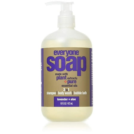 Everyone Lavender & Aloe 3-in-1 Soap Moisturizing Shampoo Body Wash & Bubble Bath 16 (Best Selling Homemade Soap)