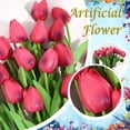 thumbnail image 2 of Clearance Under 5$ Household Imitation, FNGZ Tulip Artificial Decoration Fake Flower Color 10Pc Champagne Purple 10Pc Artificial Flower Latex Real Bridal Wedding Bouquet Home Decoration, 2 of 4
