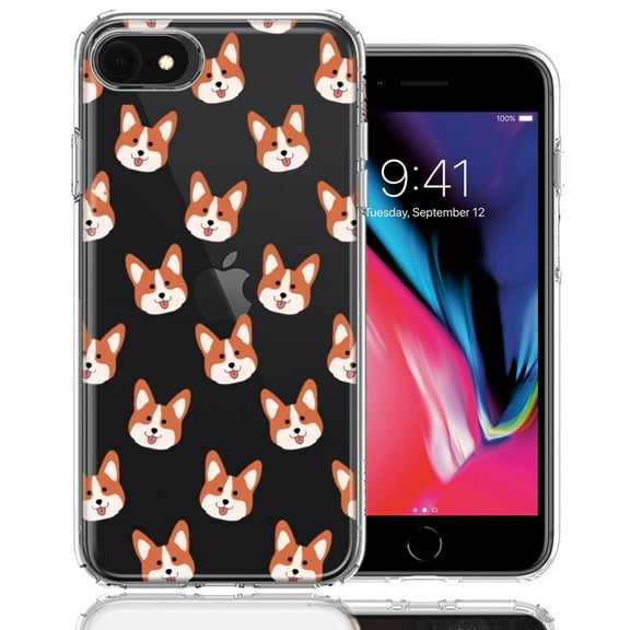 MUNDAZE For Apple iPhone 6/7/8/SE Shiba Inu Polkadots Design Double Layer Phone Case Cover