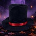 thumbnail image 3 of BELTNOV Men's Classic Retro Top Hat Steampunk Magician Wide Brim Hat with Satin Band for Stage Performance Festival Party Red, 3 of 5