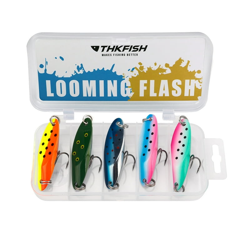 THKFISH Fishing Lures Trout Lures Fishing Spoons Lures for Trout Pike Bass  Crappie Walleye Color C 1/4oz 5pcs