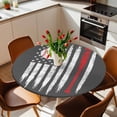 thumbnail image 3 of American Flag Fitted Tablecloth with Elastic Edged, Round Table Cloth for Dining Table, Retro US Flag Baseball Stars Gray Waterproof Oil Proof Table Cover for Indoor Outdoor 45"-54", 3 of 8