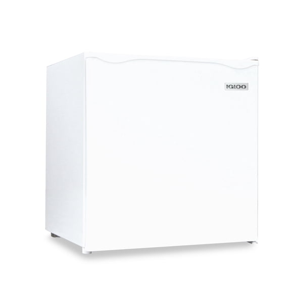 Igloo 1.6 Cu.Ft. Refrigerator With Freezer, adjustable thermostat, glass shelves, adjustable feet, includes ice scraper, ice cube tray, and freezer drip tray, White