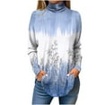 thumbnail image 2 of WFJCJPAF 2025 New Product Blouses for Women Plus Size ,Women's Long Sleeve Printed High Neck Top T-shirt - Light Blue S, 2 of 5
