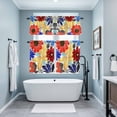 thumbnail image 4 of Vitality Flowers Kitchen Curtains Valances and Tiers Set of 3 Vintage Red Yellow Blue Floral Nature Tier Curtains and Valance with Rod Pocket for Small Windows, 27.5"x24", 4 of 9