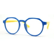Kid Girls Flexible Rubber Geometric Keyhole Blue Light Filter Computer Glasses Blue Yellow