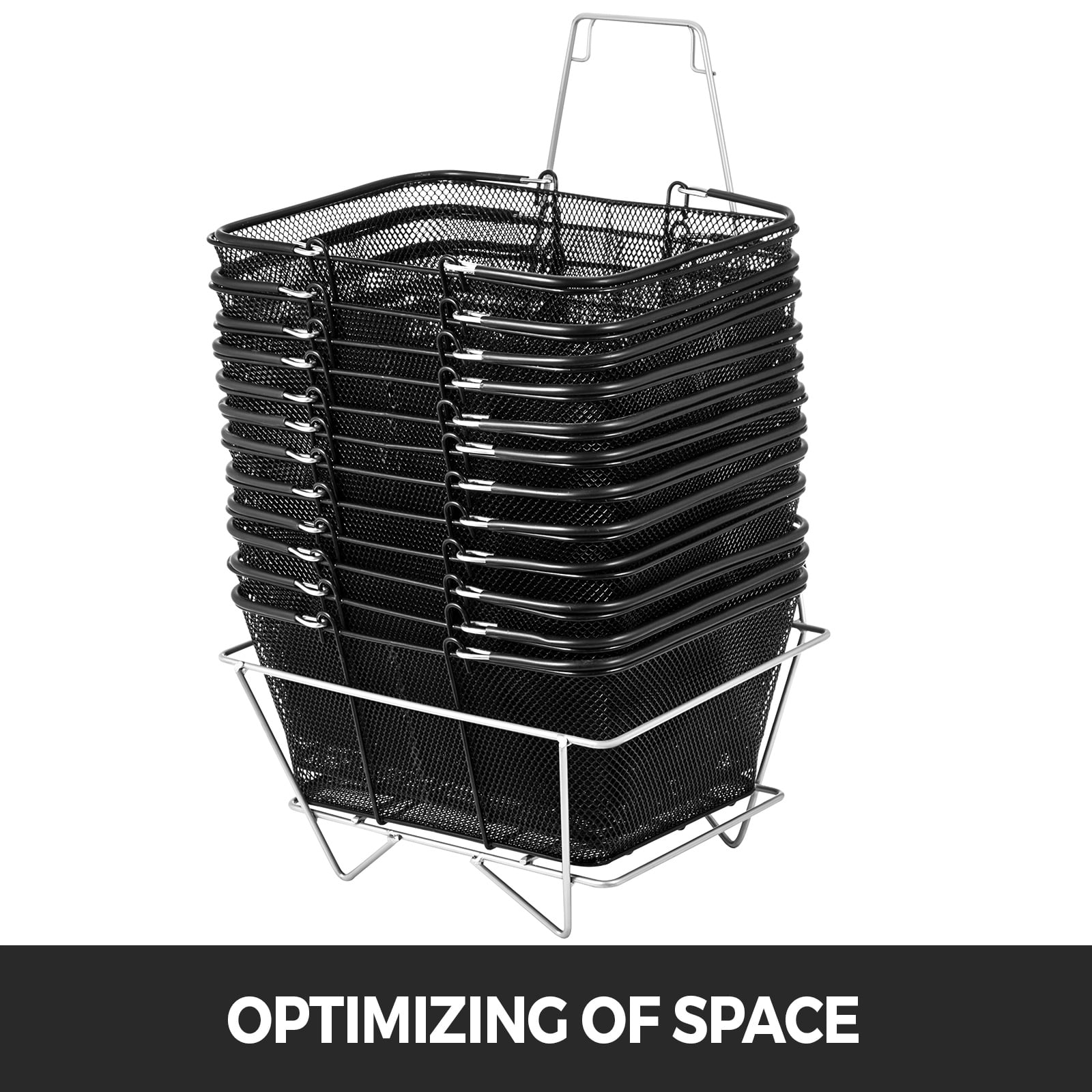 KFFKFF 12 Pieces Mesh Shopping Basket Metal Shopping Basket with Handles Portable
