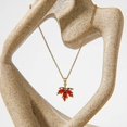 thumbnail image 5 of Collar delicado para mujer, colgante de cristal rojo, collar de hoja de arce, collares simples de oro de 14 quilates, joyería diaria para mujer, 5 of 5
