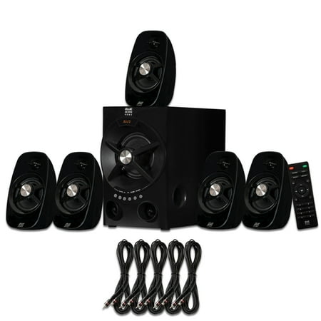 Blue Octave B54 Home Theater 5.1 Bluetooth Speaker System with USB / SD and 5 Extension Cables