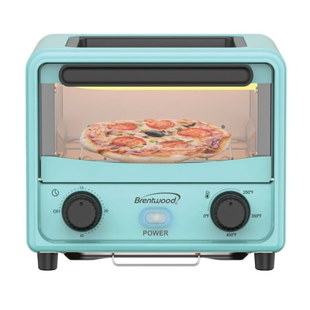 Brentwood 101-Oz. (3 L) 500-Watt Stainless Steel Mini Toaster Oven (Blue), TS-3430BL