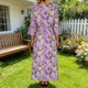 thumbnail image 4 of Mujeres Cuello Redondo Vestido Impreso Casual de Manga Corta Ligero Tejido Fluido para el Uso Diario de Primavera Verano, 4 of 7