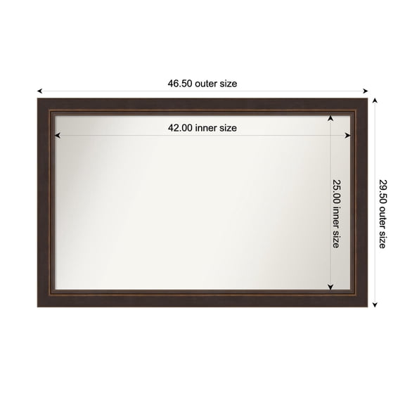 Amanti Art Custom Wall and Bathroom Mirror (29.5 x 46.5 in.), Lara Bronze Frame