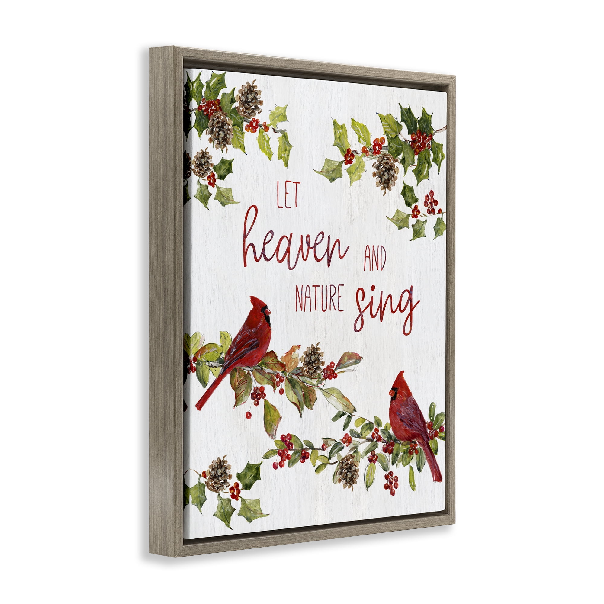 Stupell Industries Heaven & Nature Sing Holiday Painting Brown Floater Framed Canvas Art Prints Wall Art, 25 x 31