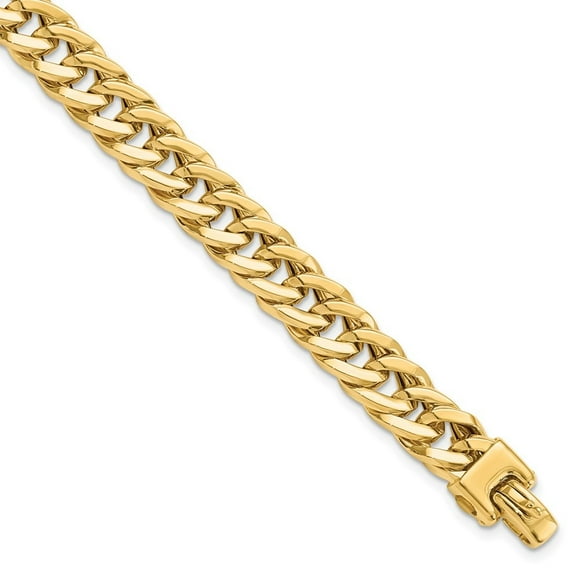 Diamond2Deal 14K Yellow Gold 8inch Figaro Chain Men's Bracelet