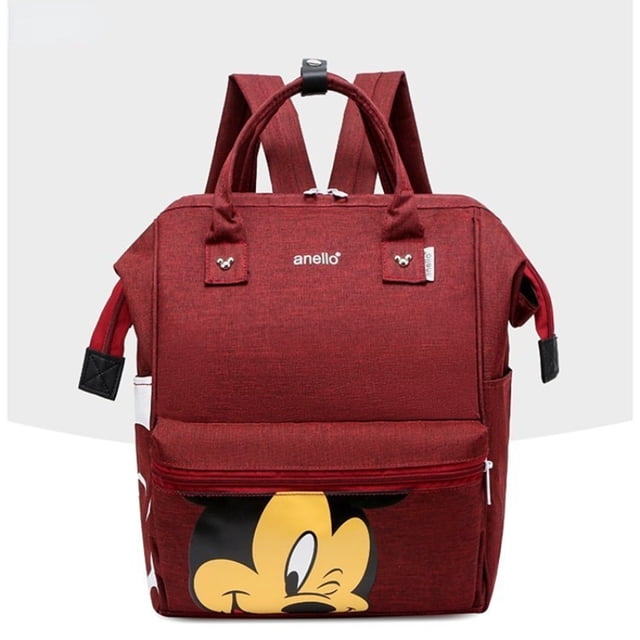 Nestbag Mickey Mouse Diaper Backpack Red, Large Capacity Multifunctional Travel Baby Bag with Organized Pockets