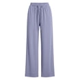 thumbnail image 7 of Yyeselk Womens Wide Leg Sun Protection Pants Lightweight Baggy Stretch High Waisted Slacks Drawstring Casual Joggers Trousers Purple M, 7 of 7