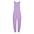thumbnail image 4 of AWXNJUX Womens Wide Leg Jumpsuit Women's Cotton and Linen Pocket Casual Loose Long Camisole Jumpsuit (Purple,XXL), 4 of 5