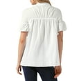 thumbnail image 3 of Blusas de manga corta con botones y detalles de cuello alto INSPIRE CHIC para mujer M Blanca, 3 of 6