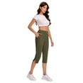 thumbnail image 7 of CFLVAEK Dressy Capris Pants for Women High Waist Stretch Plus Size Womens Capris Pants Pull On Slacks with Pockets Work Casual Army Green XXL, 7 of 7