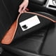thumbnail image 5 of Cojín universal para asiento de coche | Cuero suave transpirable, impermeable y fondo antideslizante | Diseño perforado, acolchado de espuma | 17,7"x15" | Marrón/Naranja/Beige | Encaja con la, 5 of 7