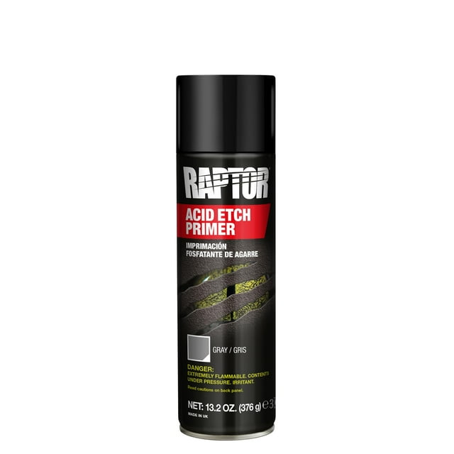 Primer en aerosol Acid Etch Primer Raptor 1K para automoción, color gris, 390 ml
