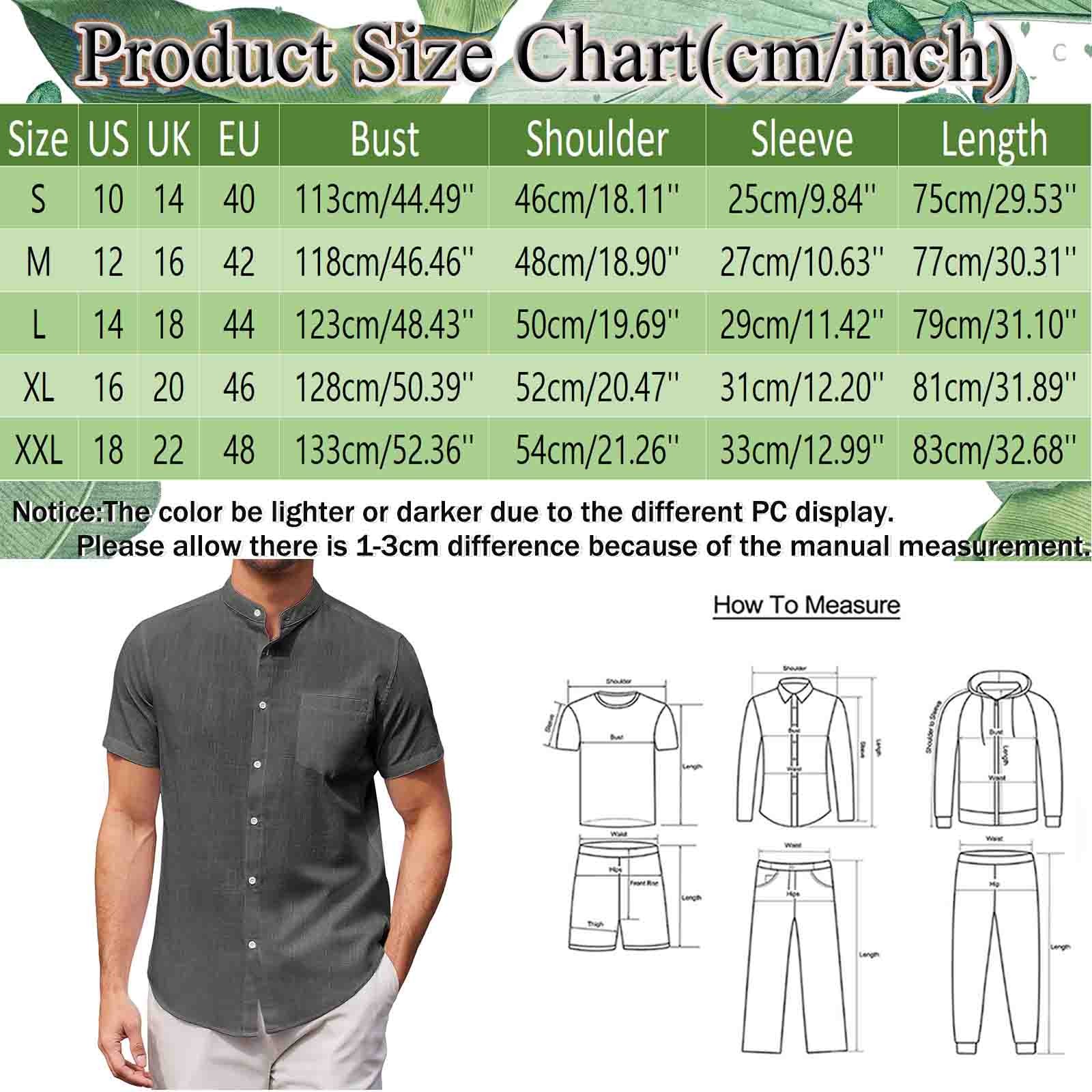 Upioiwer Short Sleeve Mens Attire Apt 9 Mens Shirts Men Spring And Summer Solid Top Shirt Casual Cotton Stand Top Plus Size Vacation Short Sleeve Shirt Holiday Style Cotton Linen Stand Up