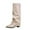 White, variant on Fold Over Boots for Women Knee High Wide Calf Chunky Heel Long Boots Pointed Toe Dress Tall Slouchy Boots Black Size 9