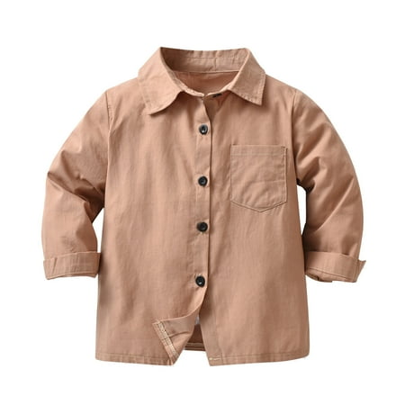 

Toddler Boys Long Sleeve Winter Shirt Tops Coat Outwear For Babys Clothes Coffee Colours Tops Boys